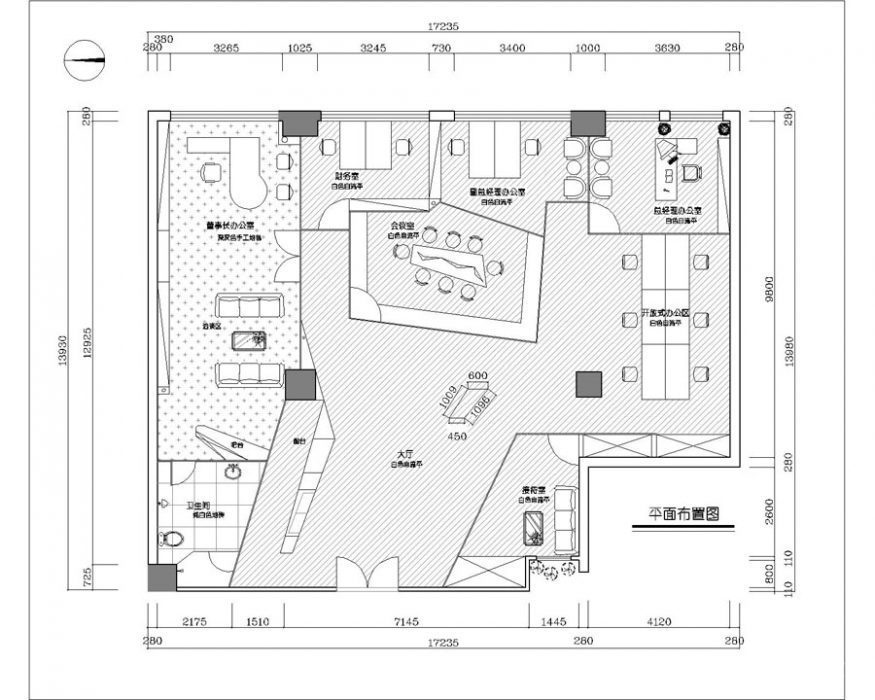 200平方辦公室異型設(shè)計(jì)平面圖