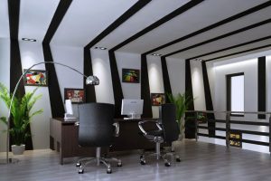 黑白印畫(huà)辦公室裝修-經(jīng)理辦公室