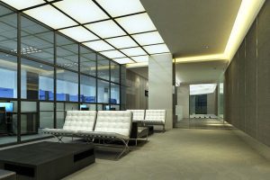 深圳福田區(qū)泛谷藥業(yè)現(xiàn)代辦公室裝修_洽談區(qū)