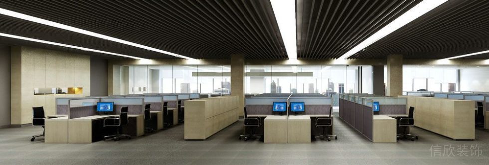 條紋工業(yè)風天花板矩形led燈帶裝修設(shè)計效果圖