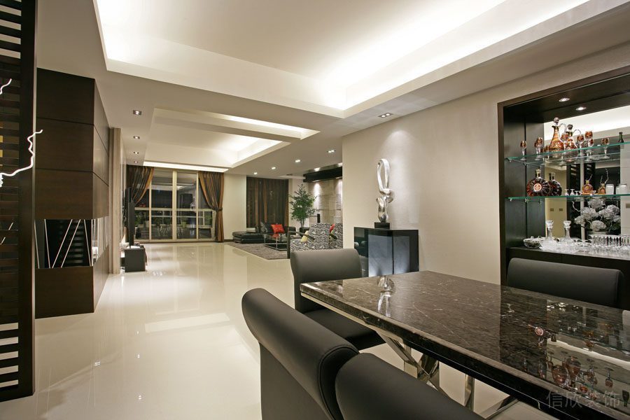 福田匯港名苑中式家居裝修-客廳全景