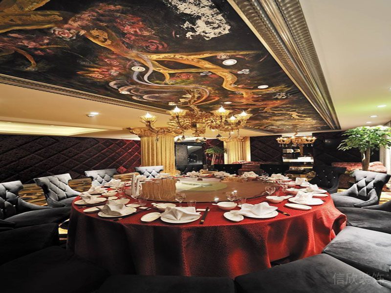 餐廳裝修天花壁畫(huà)