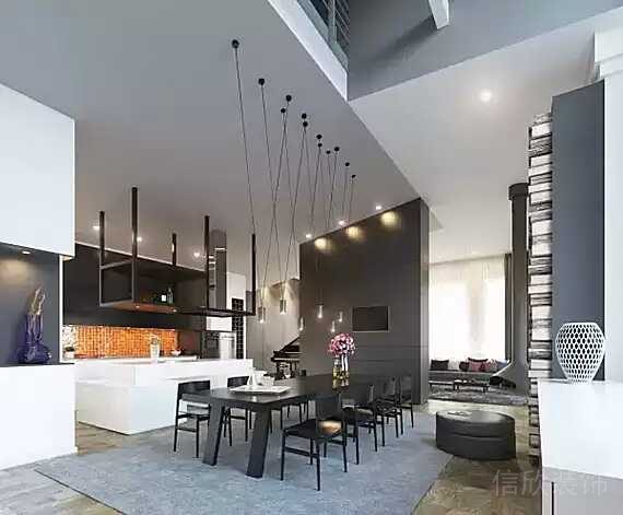 深圳餐廳裝修_黑色實木餐桌