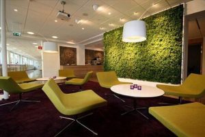 布藝獨(dú)立沙發(fā)辦公室洽談室綠色清新裝修效果圖