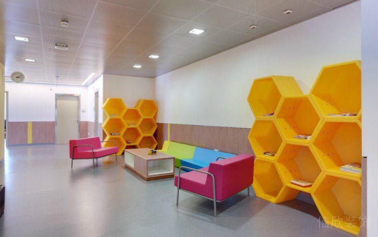 蜂窩黃色亞克力收納墻柜彩色機(jī)構(gòu)裝修設(shè)計(jì)