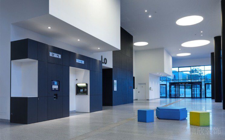 開放式休息區辦公室過道設計軟包沙發效果圖