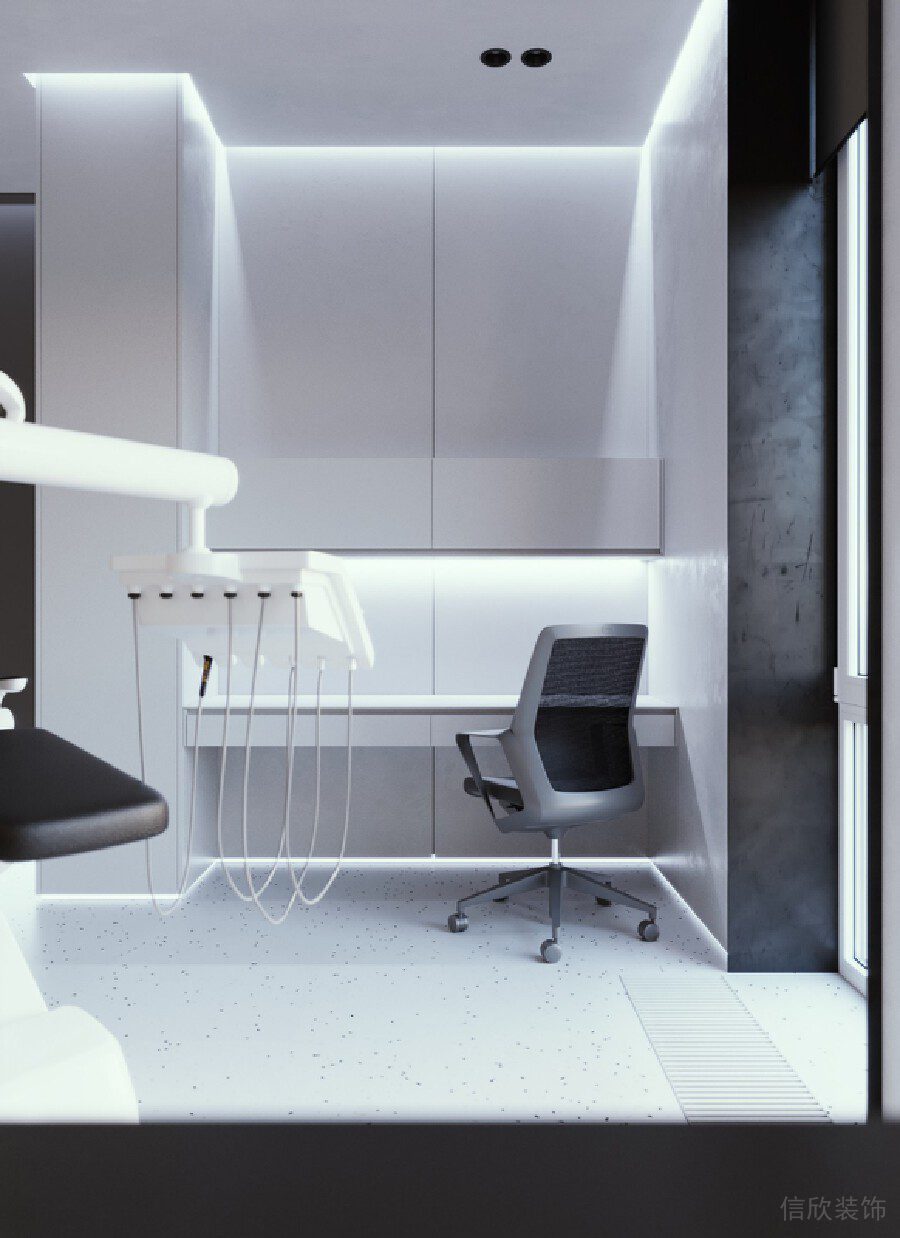 牙科診所科研實驗室黑白色調裝修設計