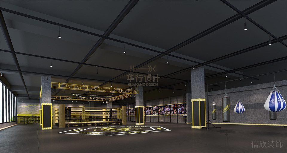 華武決東門店深圳健身房裝修設(shè)計(jì)_搏擊臺(tái)
