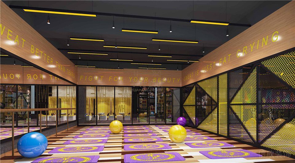 復(fù)古木質(zhì)鏤空幾何墻體金屬開放式區(qū)域裝修設(shè)計(jì)效果圖