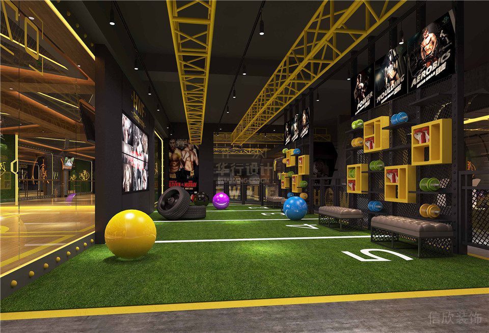 華武決平湖深圳健身房裝修設計_瑜伽球