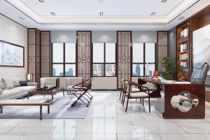 中式屏風(fēng)隔斷通體平推門創(chuàng)意會議室辦公室裝修