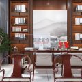 中式墻柜環(huán)形設計總裁辦公室裝修效果圖