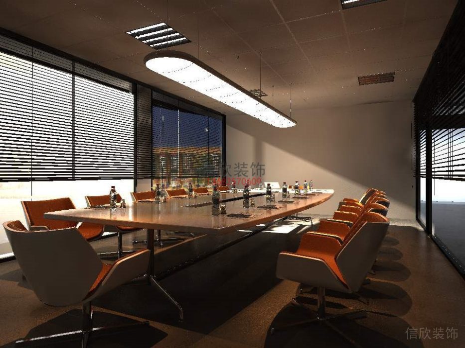 天花吊頂直線式會議室裝修玻璃隔斷創(chuàng)意設計