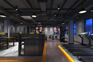 工業(yè)風(fēng)跑道設(shè)計(jì)健身房大理石地板效果圖