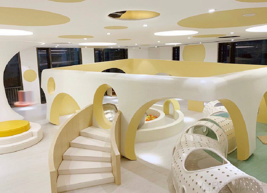 奶酪黃解題木質安全設計兒童娛樂區波波池效果圖