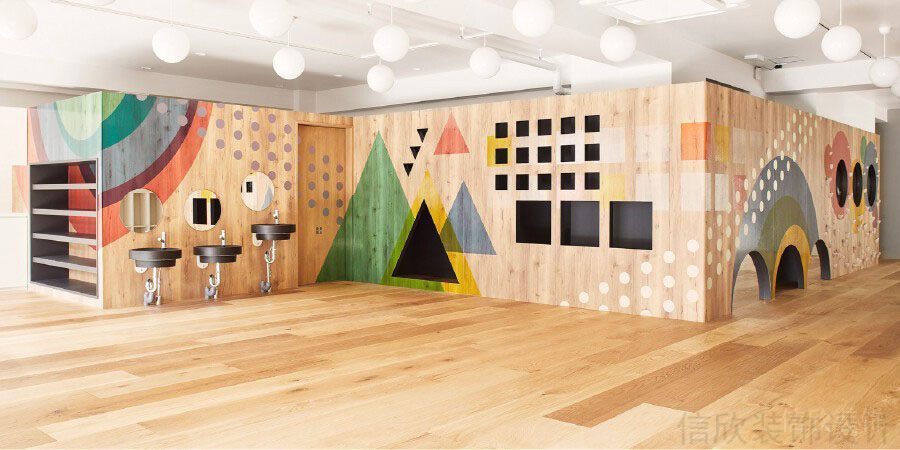 復古木質效果圖波點墻飾機構裝修