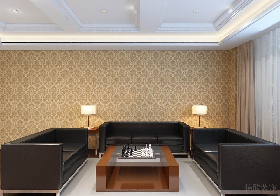 古典墻體貼式設計沙發商務風辦公室