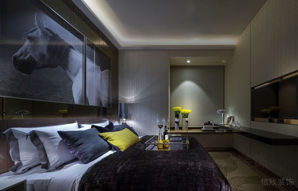 斑馬彩色立體收納柜玻璃定制地毯效果臥室裝修設(shè)計(jì)效果圖