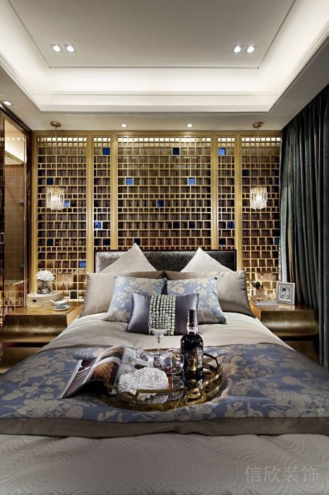 臥室裝修設(shè)計(jì)金屬墻體鏡面輕奢風(fēng)設(shè)計(jì)效果