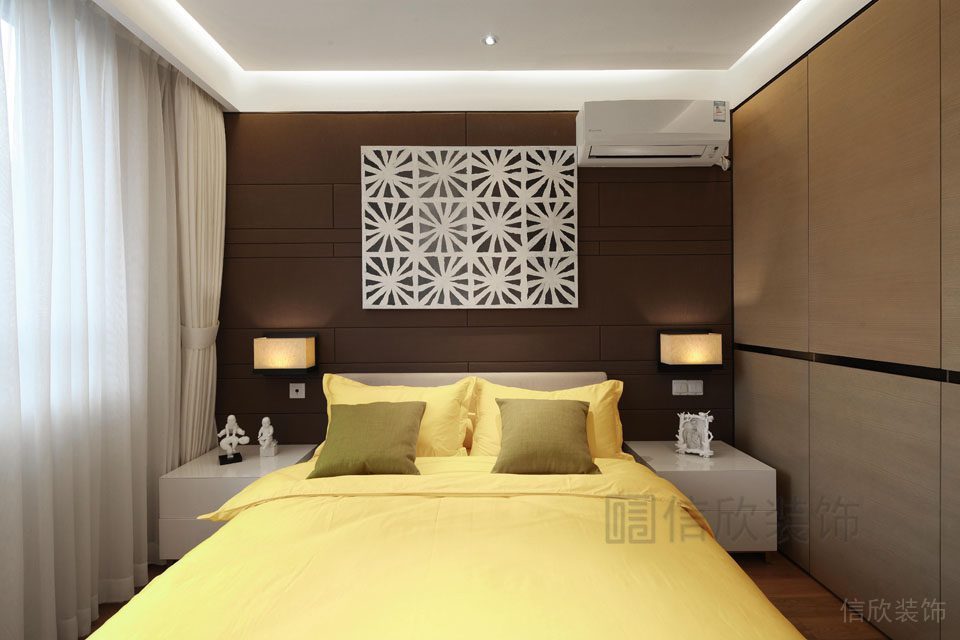 臥室裝修效果圖酒店民宿套間簡約設(shè)計收納木質(zhì)墻柜