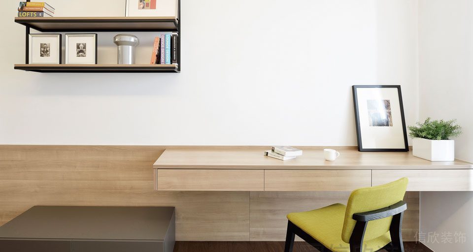 收納抽屜區域半墻設計木質創意書房裝修效果
