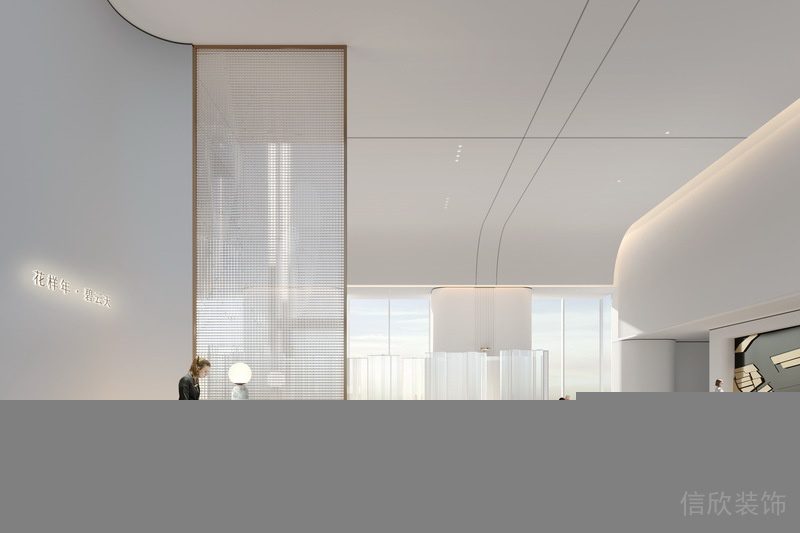 辦公室過道裝修效果圖純白現(xiàn)代效果圖玻璃肌理設計圖