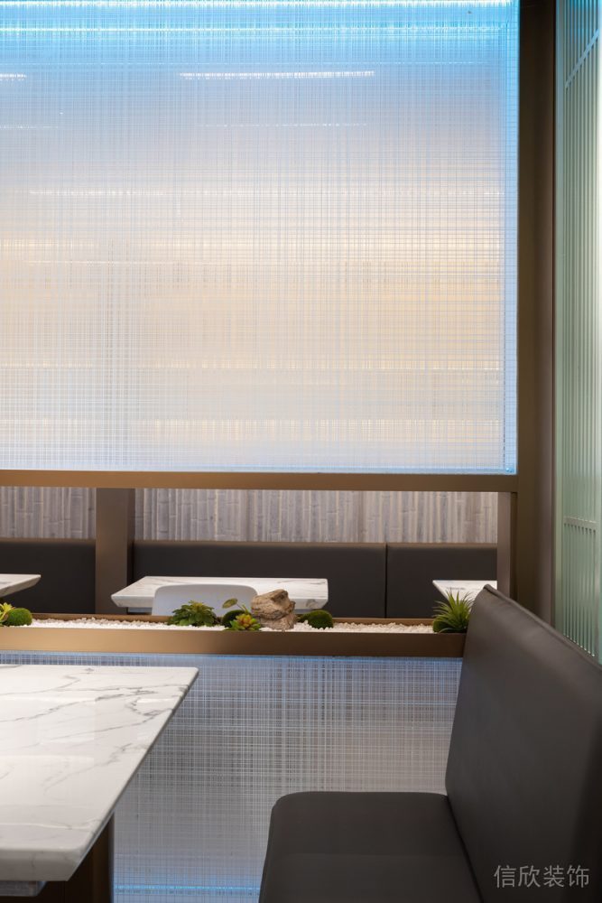 休息區皮革沙發餐廳裝修漸變玻璃效果圖