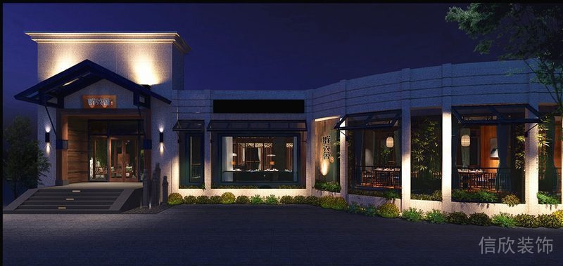 復古木屋裝修效果圖環繞式綠化設計餐廳店鋪效果圖