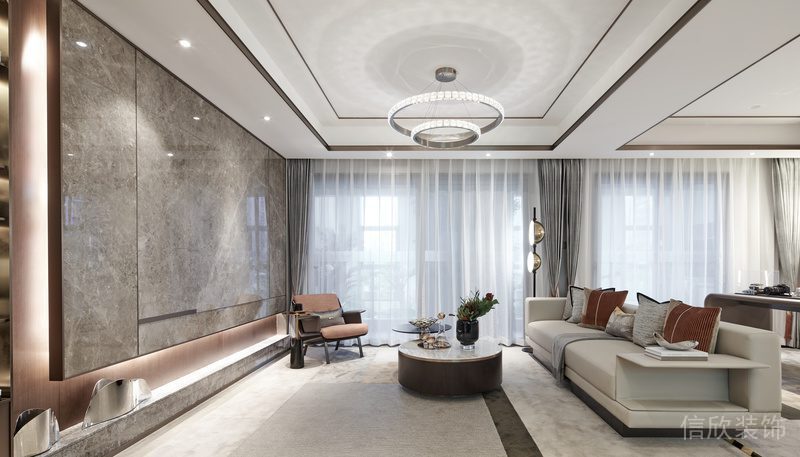 輕奢風(fēng)大理石客廳裝修環(huán)境天花茶幾設(shè)計(jì)休息區(qū)效果圖