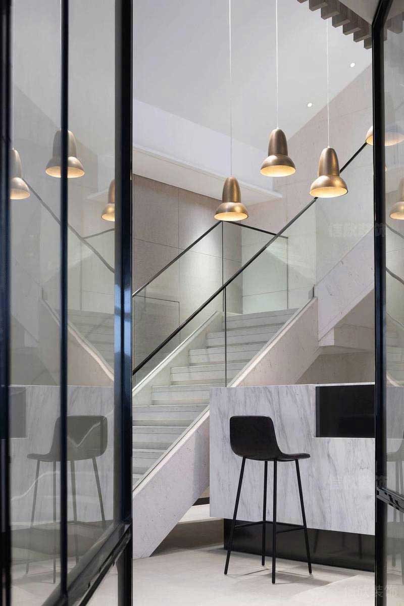 辦公室現代輕奢風大理石前臺效果圖