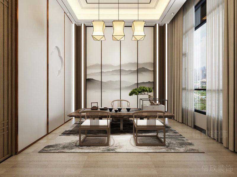辦公室新中式風(fēng)品茗區(qū)效果圖