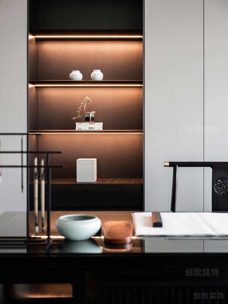 辦公室新中式風(fēng)書(shū)桌效果圖