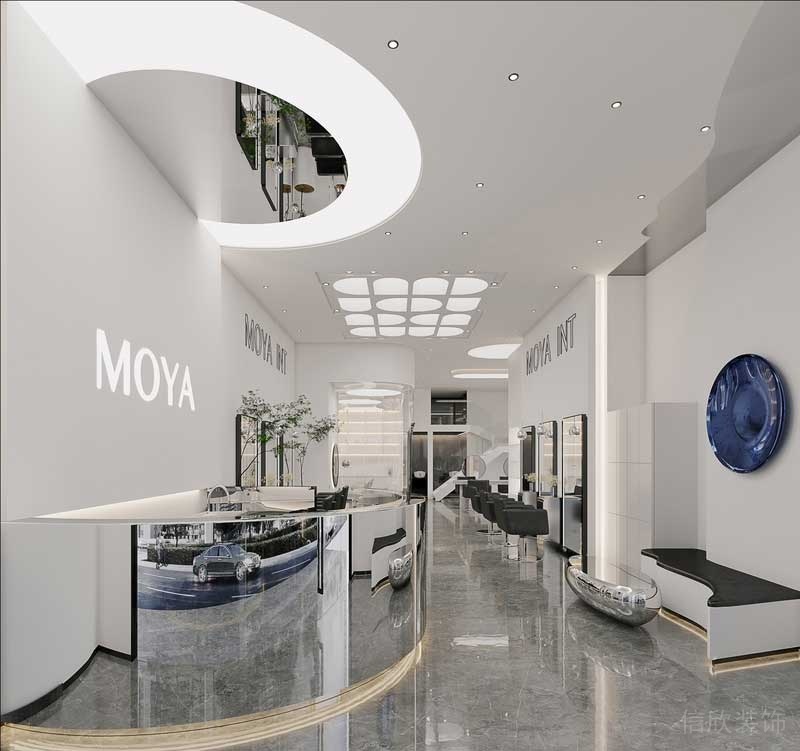玻璃鏡面弧線前臺區(qū)品牌moya品牌大理石大廳設(shè)計