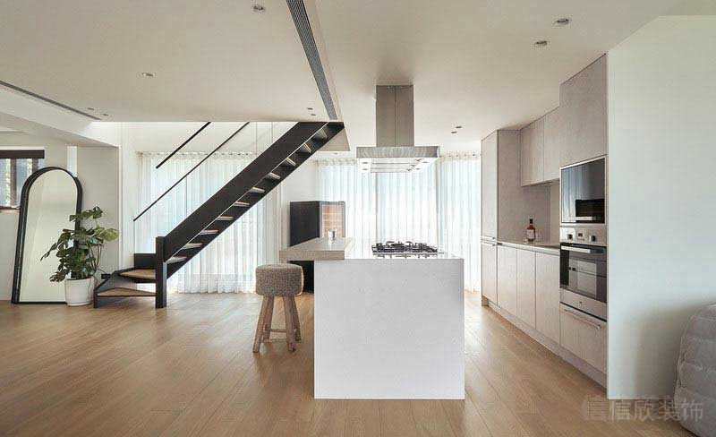 二手房改造現(xiàn)代簡約風開放式廚房效果圖(1)