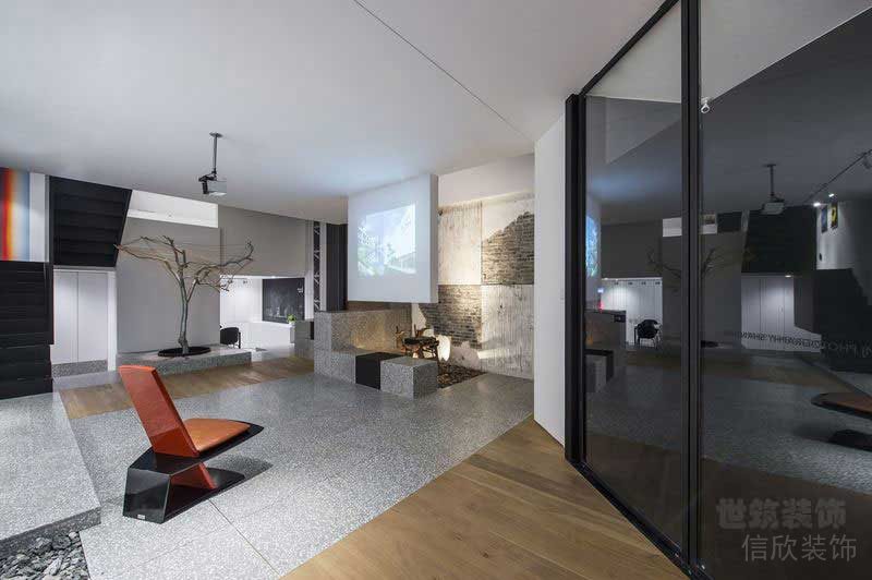 工業(yè)混搭風辦公室企業(yè)文化放映區(qū)