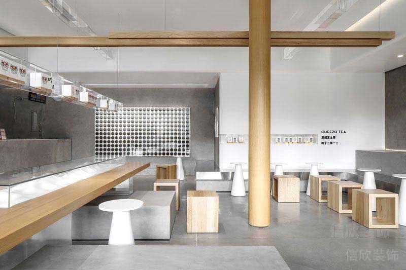 極簡原木風(fēng)茶飲空間公共區(qū)