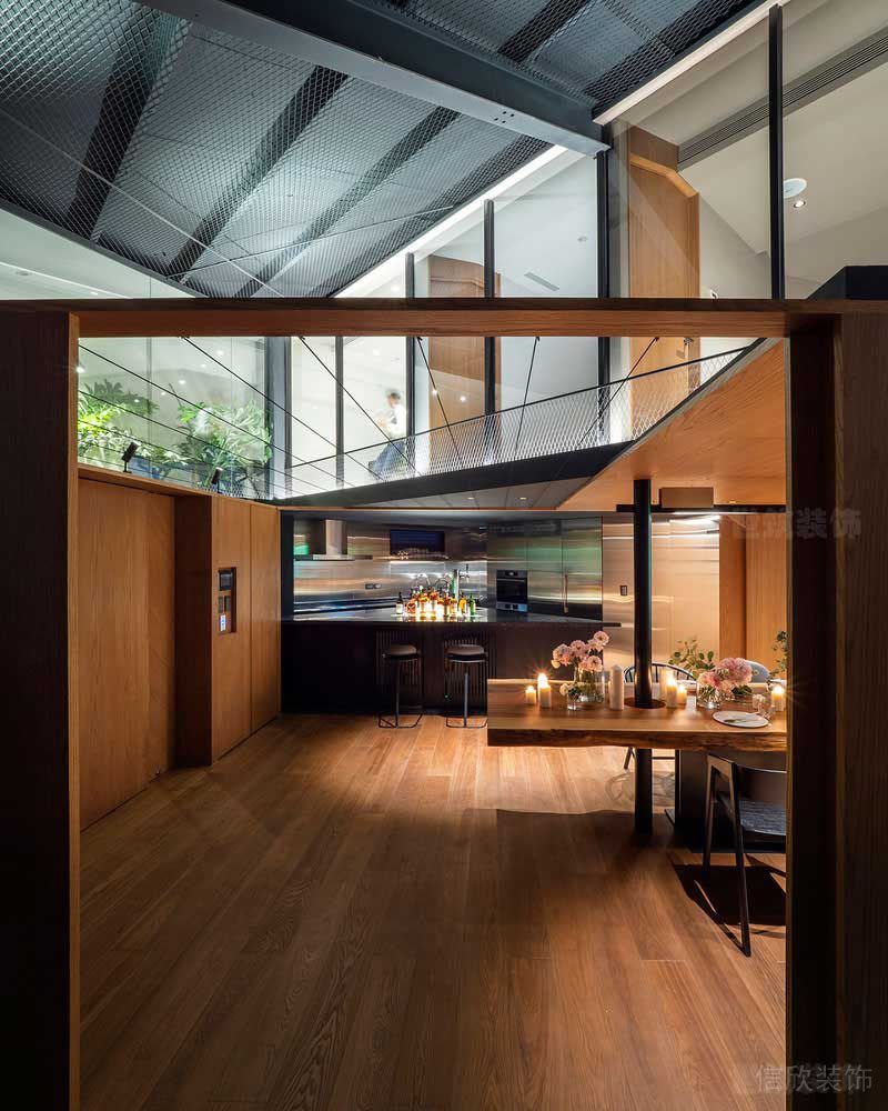 美式工業(yè)原木風辦公室茶水間餐吧