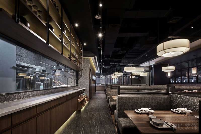 美式現(xiàn)代風格餐廳卡座實景圖