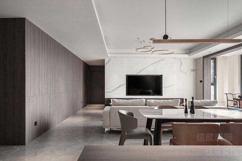 現(xiàn)代極簡風(fēng)格別墅客餐廳軟裝陳設(shè)