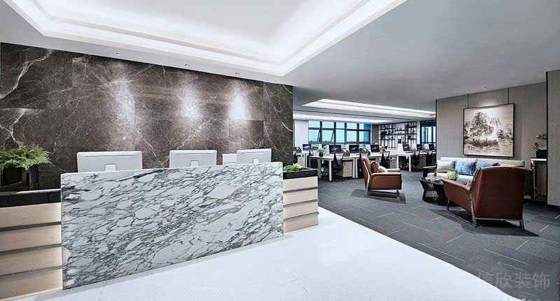 現(xiàn)代中式風(fēng)格辦公室前廳大理石前臺