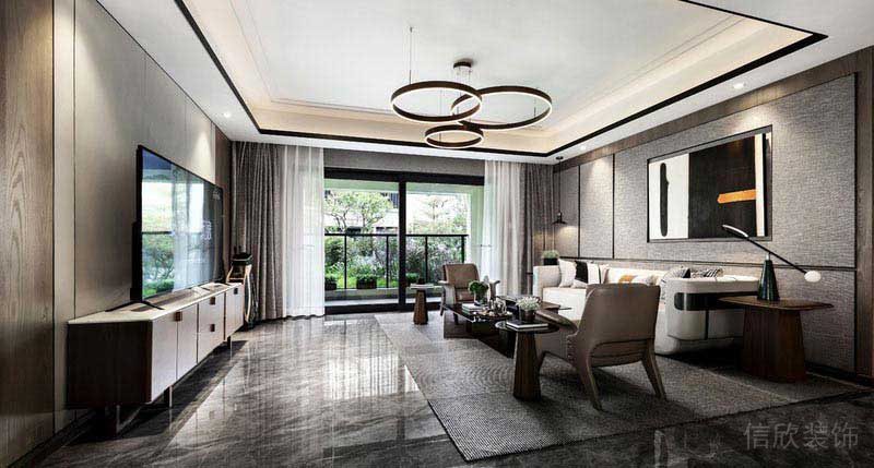 新房后現(xiàn)代風(fēng)黑白灰客廳效果圖