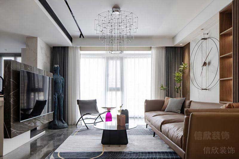 新居后現(xiàn)代風(fēng)黑白灰客廳效果圖