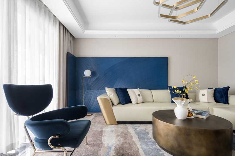 深圳羅湖萬科三居室輕奢風(fēng)格樣板房設(shè)計案例客廳