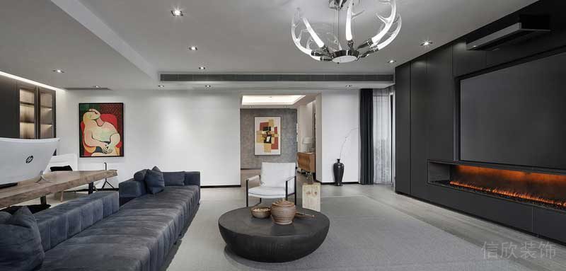 深圳龍崗區黑白灰極簡風家居裝修竣工實景圖茶幾 深圳龍崗區黑白灰極簡風家居裝修竣工實景圖茶幾