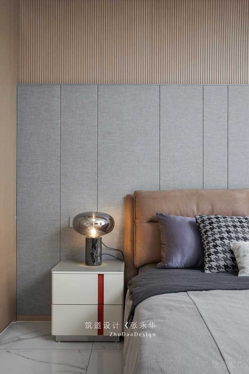 深圳龍崗平湖極簡北歐風家居裝修主臥床頭背景墻 深圳龍崗平湖極簡北歐風家居裝修主臥床頭背景墻