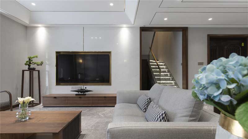 深圳南山新中式風(fēng)格家居裝修客廳電視背景墻