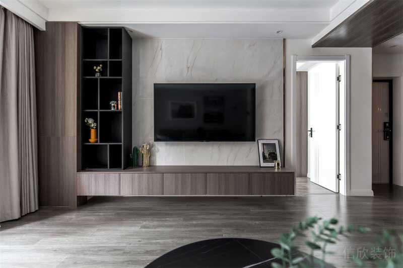 深圳羅湖區簡約風小戶型裝修工程施工客廳電視背景墻 深圳羅湖區簡約風小戶型裝修工程施工客廳電視背景墻