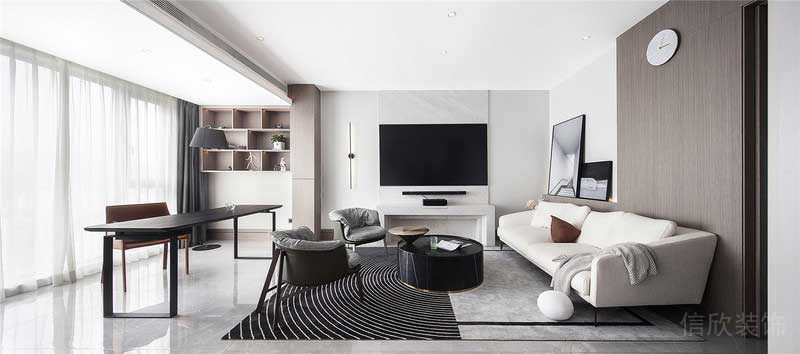 黑白色調(diào)現(xiàn)代家居客廳裝修效果圖地毯設(shè)計(jì)圖