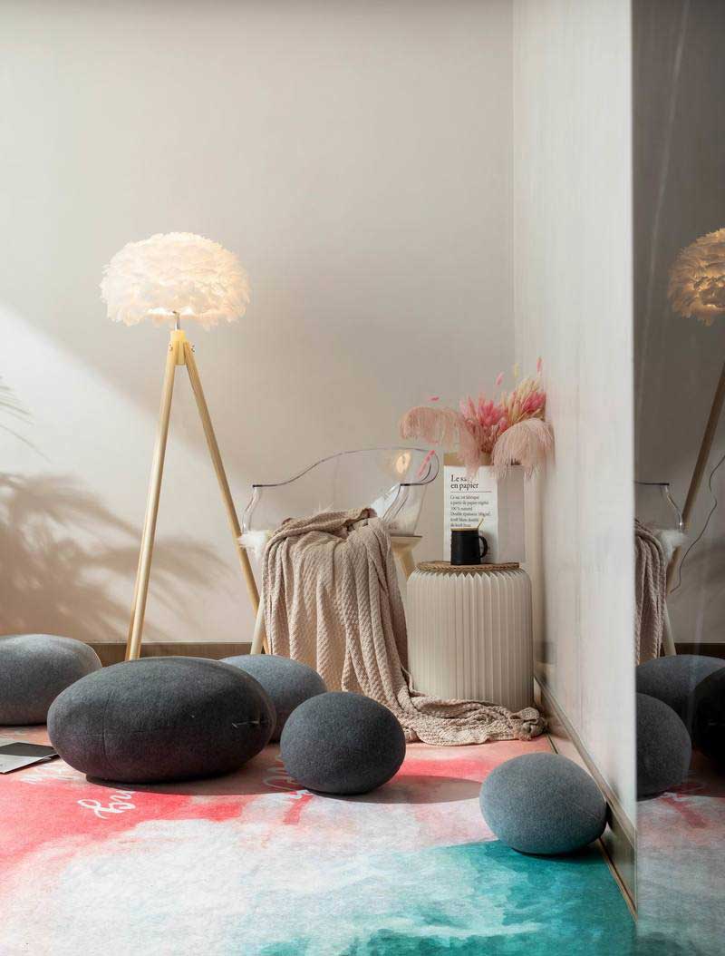 深圳羅湖區(qū)極簡(jiǎn)風(fēng)80平方復(fù)式小戶型裝修設(shè)計(jì)娛樂(lè)區(qū)燈具