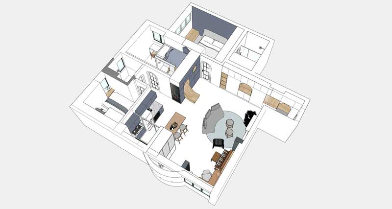 深圳鹽田區三房小戶型家裝裝修平面圖